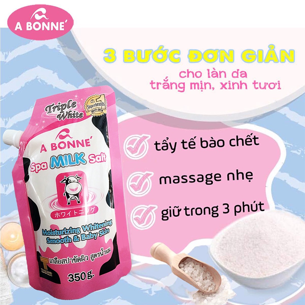 Muối Tắm Sữa Bò+ Chanh Vitamin + Sữa Chua Tẩy Tế Bào Chết A Bonne Spa Milk Salt Thái Lan 350gr