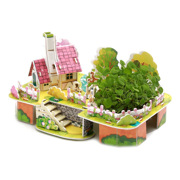 BỘ ĐỒ CHƠI XẾP HÌNH LẮP RÁP MÔ HÌNH 3D DIY-  HAPPY HOUSE VÀ VƯỜN CÂY MINI- THƯƠNG HIỆU ZILIPOO