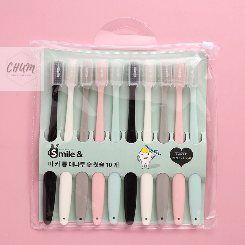 Set túi 10 bàn chải có nắp đậy hàng xuất Nhật D7