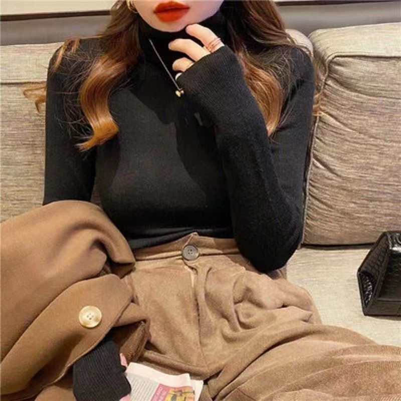 Áo Len Tay Dài Cổ Lọ Màu Trơn Đơn Giản Thời Trang Mùa Thu