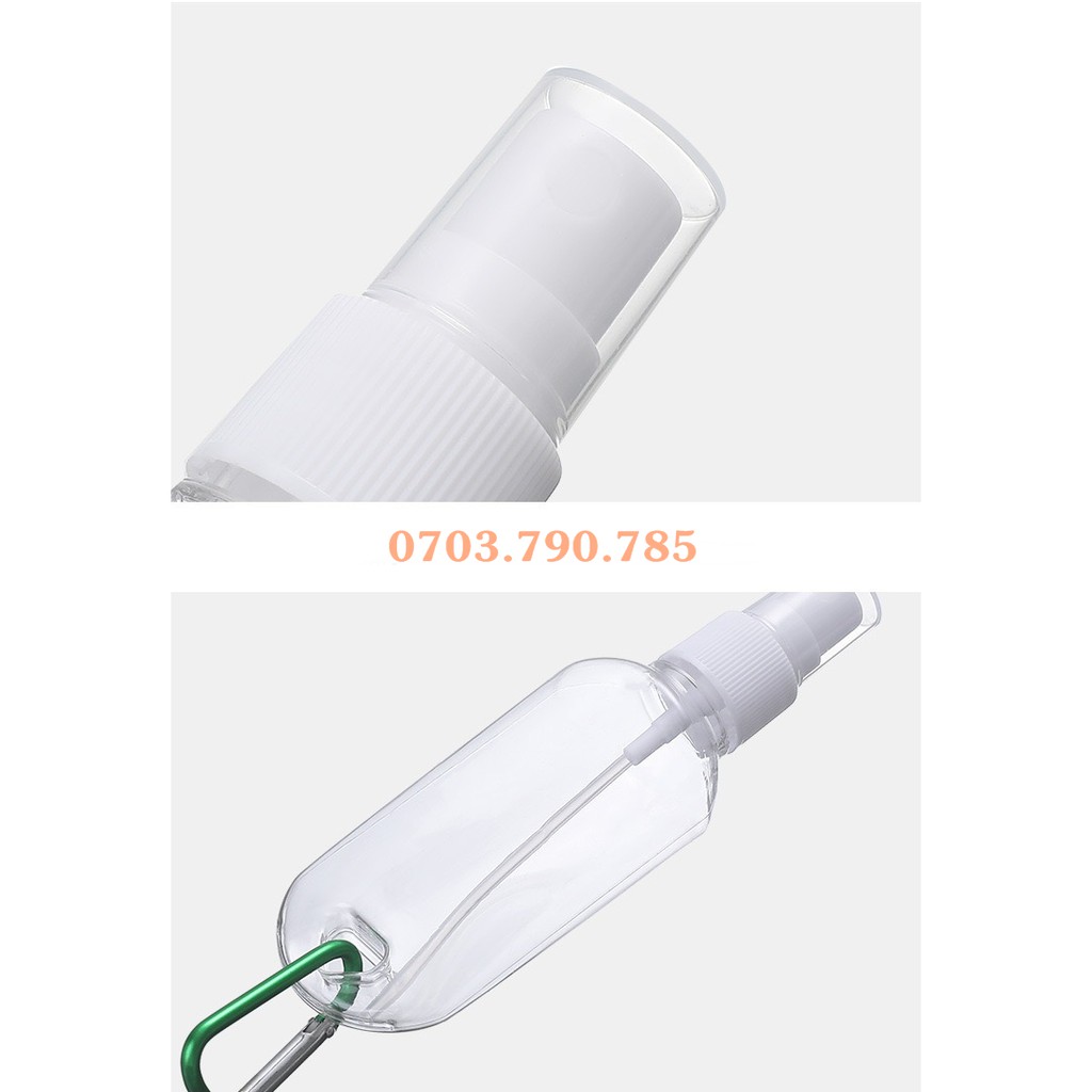 Chai nhựa 50ml chiết mỹ phẩm, nước rửa tay, có vòi xịt và móc treo tiện lợi