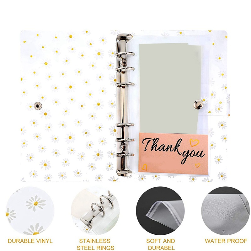 Sổ kiểm soát chi tiêu khổ A6 bìa PVC có vòng cố định bỏ túi tiện dụng