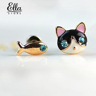 Bông tai hình cá & mèo đính đá 1 cặp cho nữ