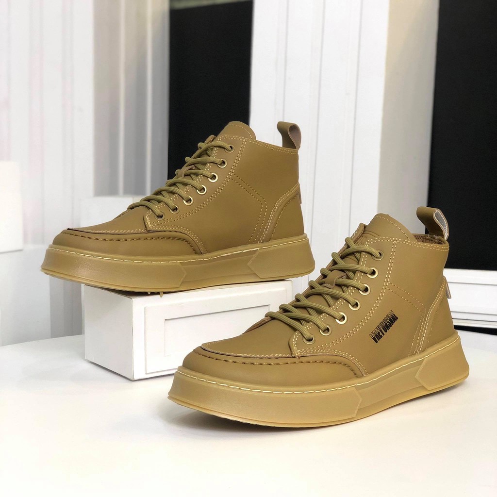 Giày Cao Cổ Nam ⚜️𝑭𝑹𝑬𝑬𝑺𝑯𝑰𝑷⚜️ -  Da Thật Hàng Siêu Đẹp - Hàng Nhập Quảng Châu - SNK8103 Màu Nâu Rêu | BigBuy360 - bigbuy360.vn