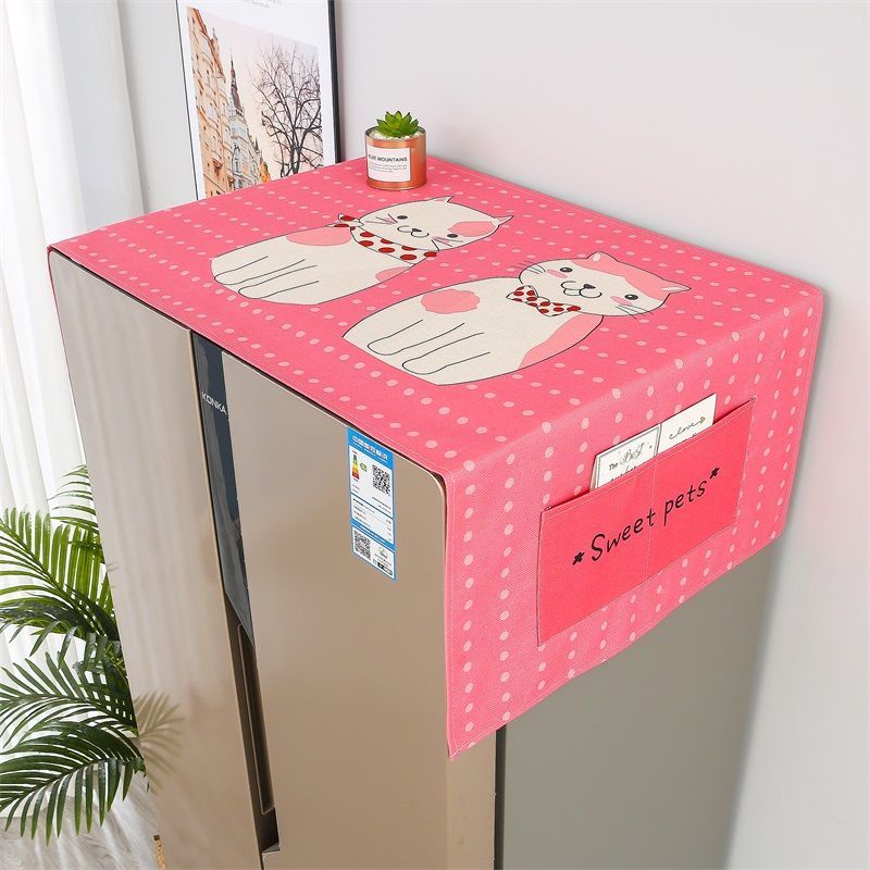 Vỏ Bọc Tủ Lạnh Bằng Cotton Lanh Chống Bụi Có Hai Cửa Tiện Dụng