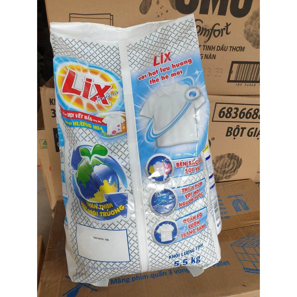 Bột Giặt Lix 5.5kg tặng kèm chai nước rửa chén như hình