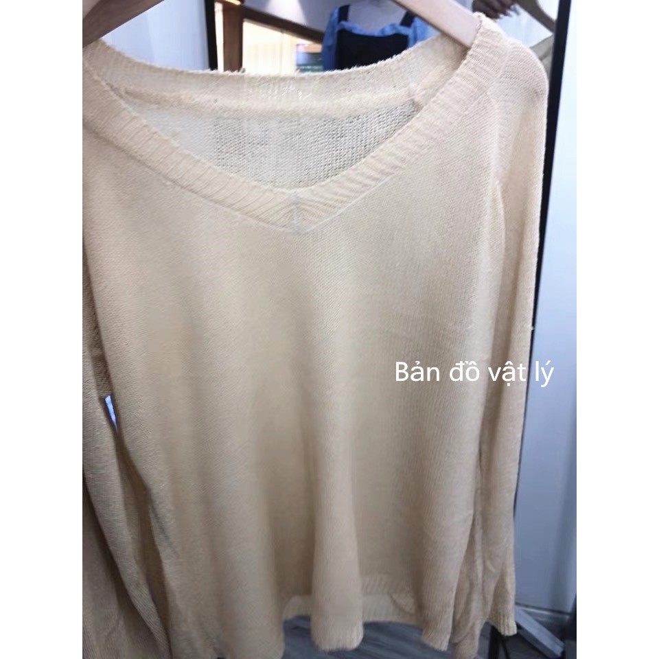 Áo Sweater Tay Dài Dáng Rộng Cổ Chữ V Đáng Yêu Hợp Thời Trang Cho Nữ