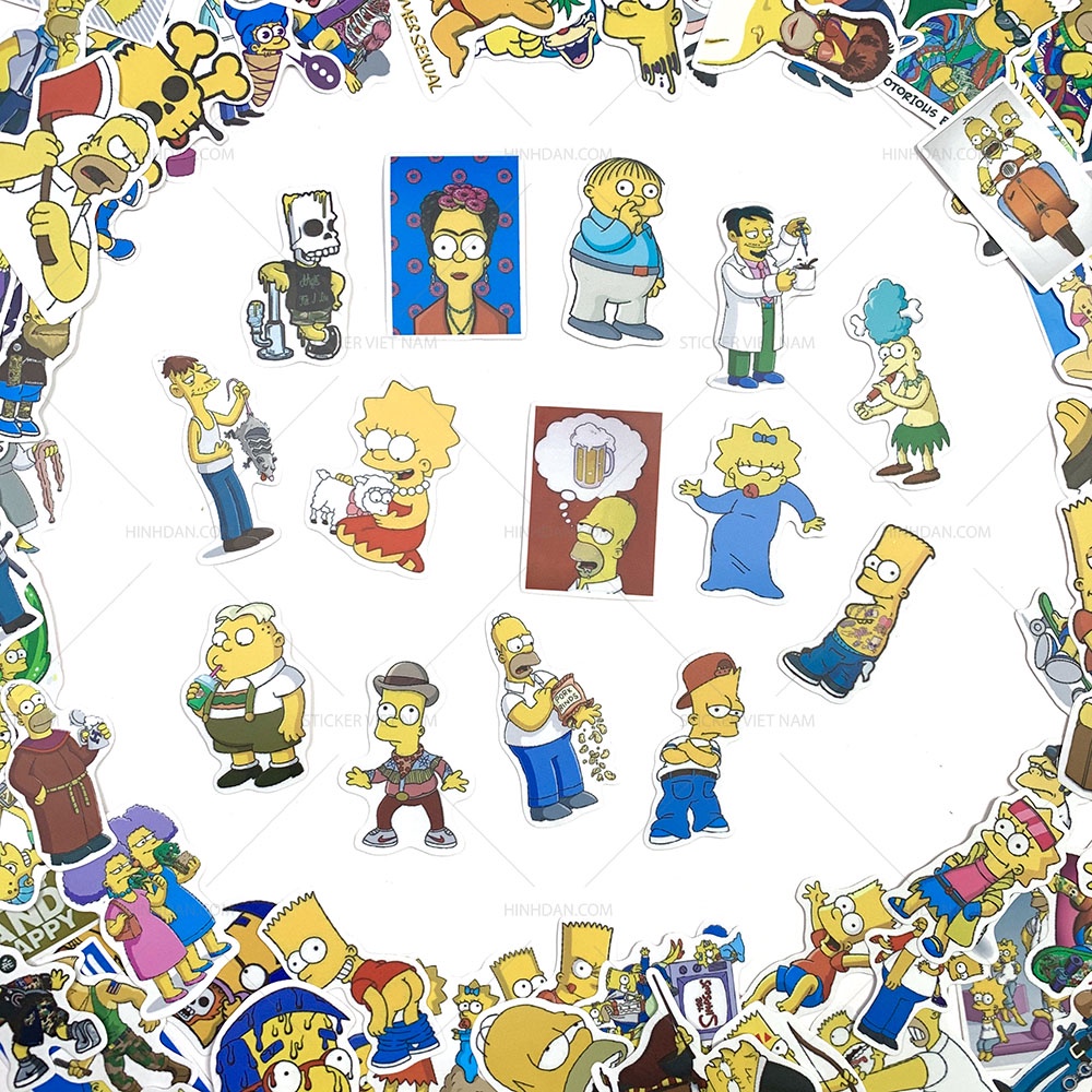 Sticker SIMPSON - THE SIMPSONS decal hình dán chống nước trang trí xe, laptop, nón bảo hiểm, đàn guitar, vali