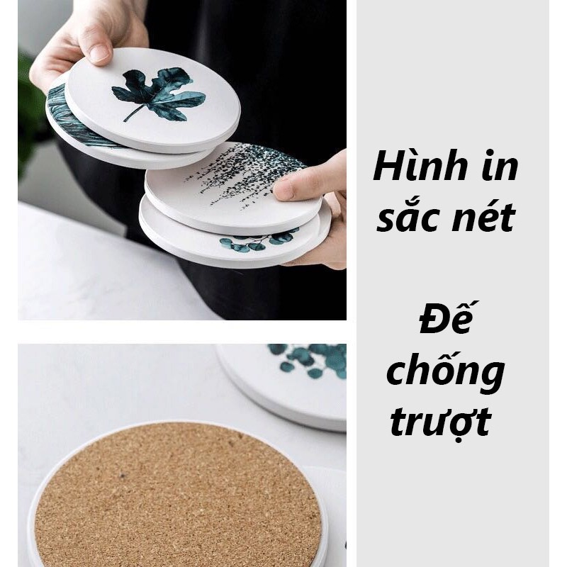 Lót ly gốm thấm nước họa 10cm (loại Mẻ nhẹ)