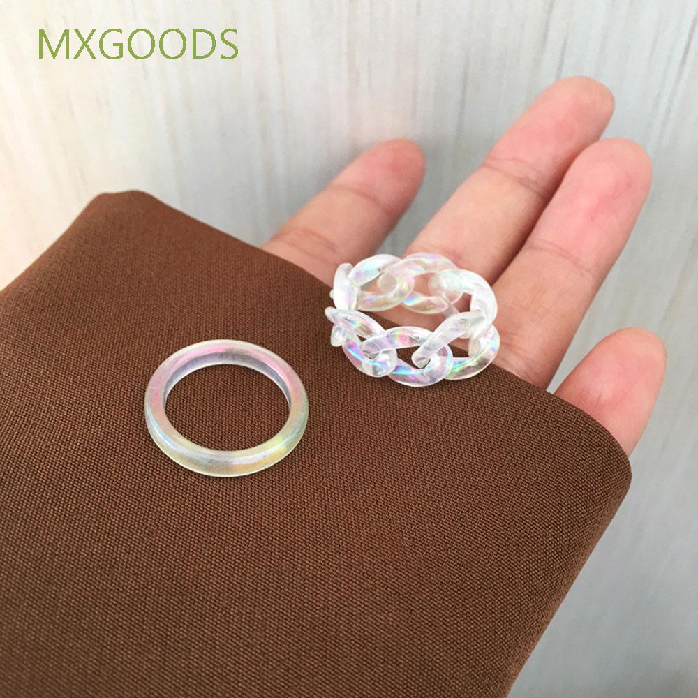 Nhẫn resin màu laser phong cách vintage sành điệu