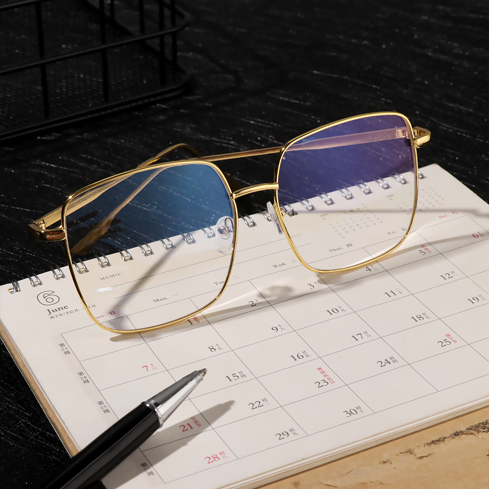 MOILY Improve Comfort Radiation Protection Square Metal Frame Ultralight Anti Blue Ray Glasses