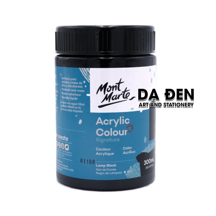 [DA ĐEN] Màu Mont Marte Signature Acrylic Colour 300ml (10.1-oz) - Lamp Black