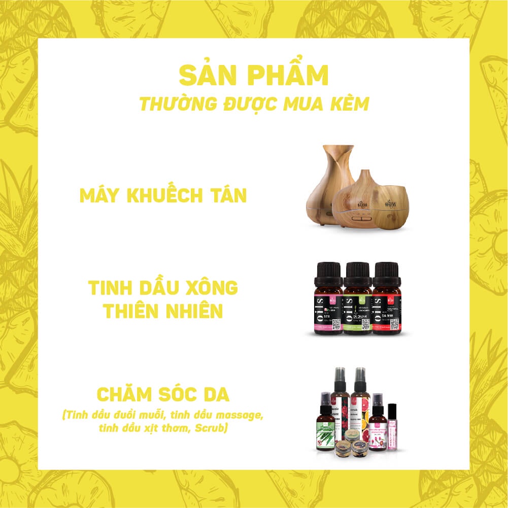 Tinh dầu Xông Dứa - Khóm Haeva Cao Cấp, 100% Thiên Nhiên,giúp khử mùi, giảm căng thẳng, Chai 10ml/30m/100ml