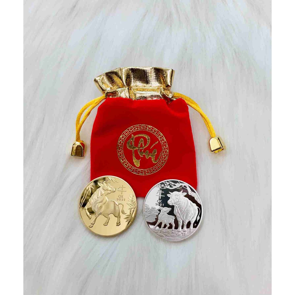 Tiền lì xì Cặp xu con trâu Đài loan siêu kute 2021 | BigBuy360 - bigbuy360.vn