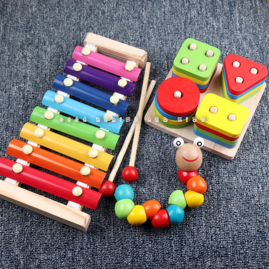 Combo đồ chơi gỗ cho bé phát triển các kỹ năng, tư duy tốt