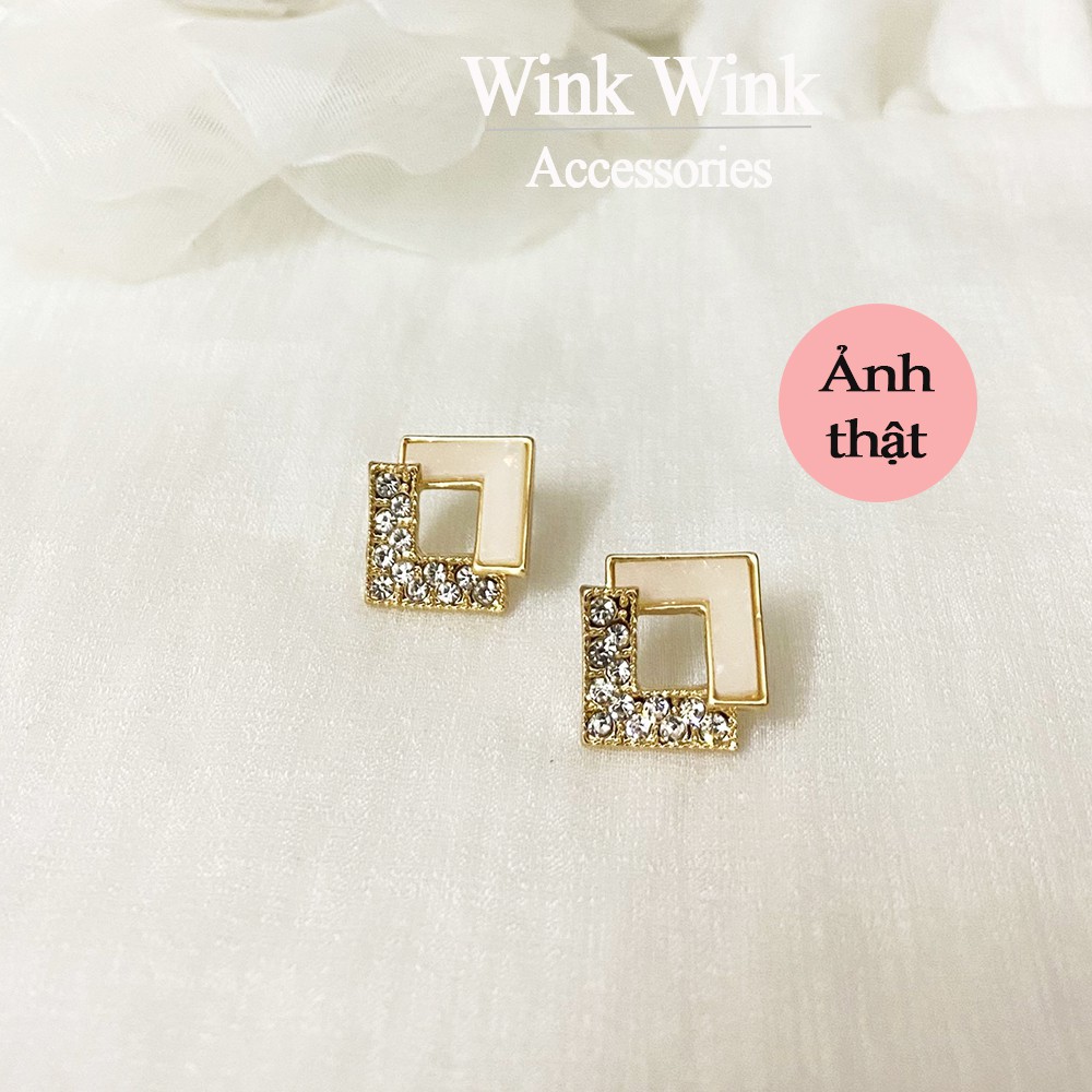 [GIÁ MỞ BÁN - SALE 1 NGÀY] Bông tai đính đá hình thoi| Khuyên tai đẹp| Phong cách Hàn Quốc - Wink Accessories L1AS05