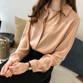 Áo sơ mi lụa có cổ