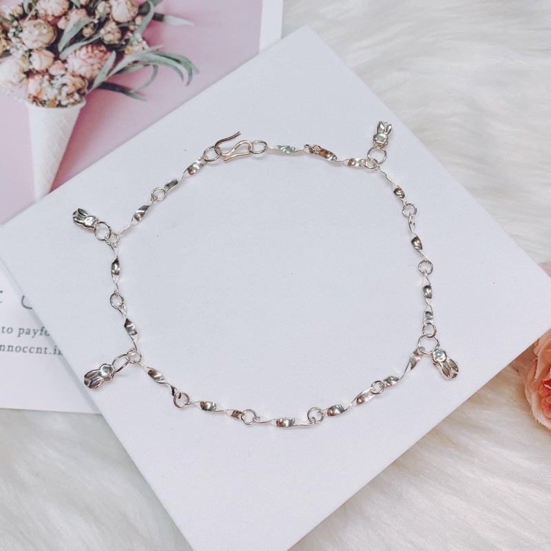Lắc chân bạc nữ 925 cao cấp dạng dây mắt xoắn đính charm | BigBuy360 - bigbuy360.vn