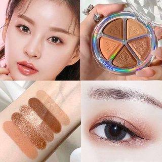 Bảng phấn mắt MAFFICK 5 màu tông nude tự nhiên có độ bóng cao thiết kế hình cánh hoa dành cho nữ mới bắt đầu trang điểm