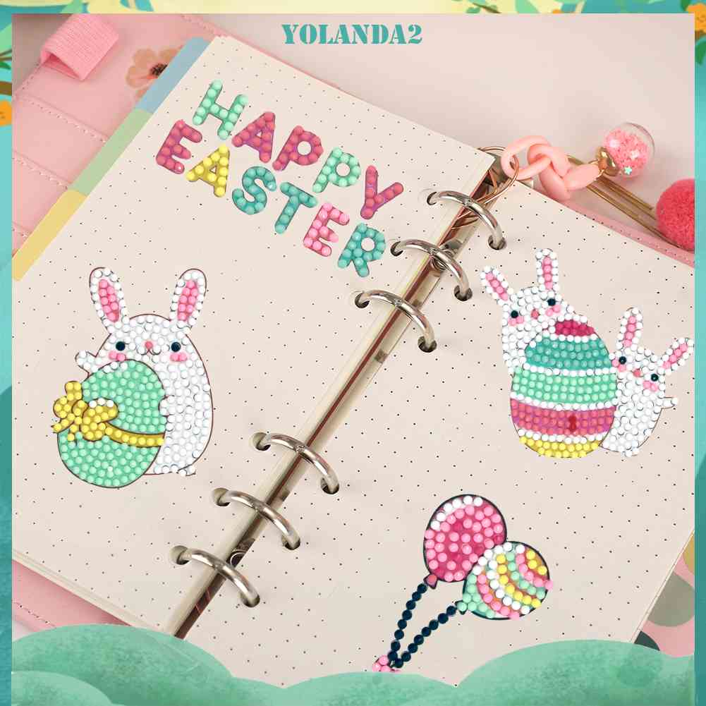 Set 8 Tranh Đính Đá DIY Hình Thỏ Hoạt Hình Đáng Yêu Dành Cho Trẻ Em