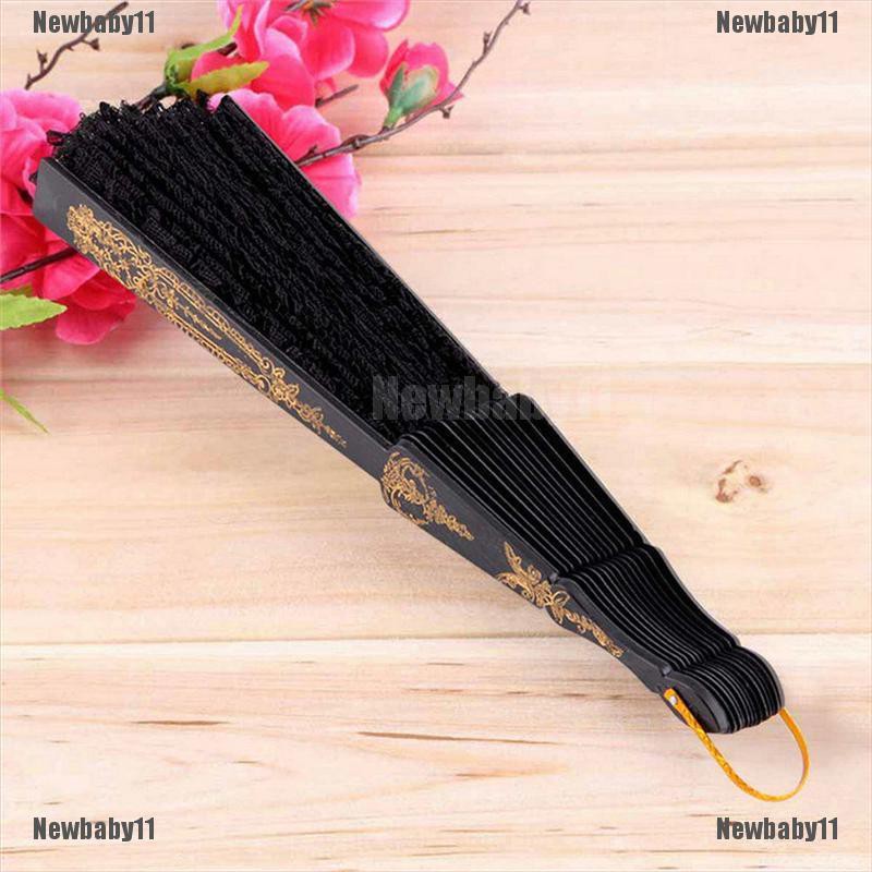 [COD Newb] Khăn Lụa Ren Gấp Gọn Cầm Tay Màu Đen Phong Cách Tây Ban Nha Dành Cho Tiệc Khiêu Vũ Đám Cưới