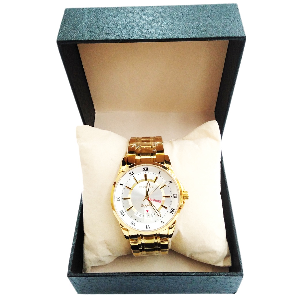 [Tặng ví da nam] Đồng hồ Sunrise nam SR26 NAMT màu vàng, mặt trắng, thiết kế sang trọng, bảo hành 12 tháng | BigBuy360 - bigbuy360.vn