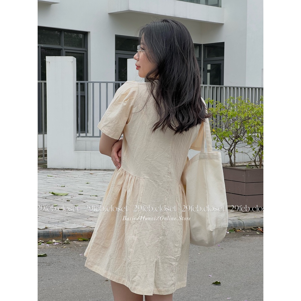 [Ảnh thật/Video] Váy sơ mi đũi cổ vest chiết eo - 29feb.closet- V14