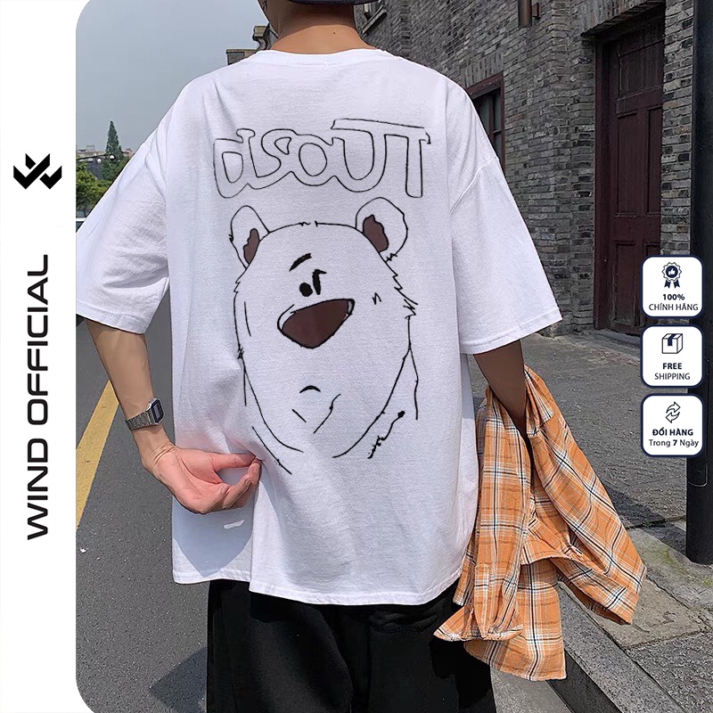 Áo thun tay lỡ WIND Unisex phông form rộng Gấu Bear oversize thời trang nam nữ ulzzang