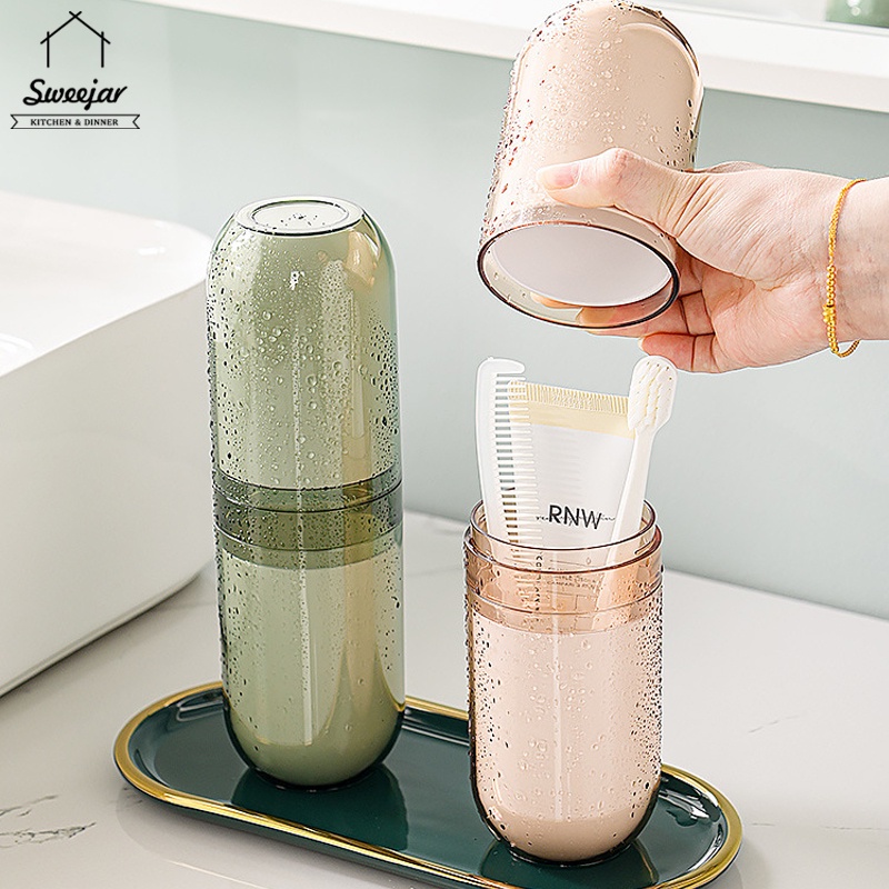 2/4 Cốc SWEEJAR có thể sử dụng làm hộp đựng bàn chải và kem đánh răng nhỏ gọn dễ mang theo