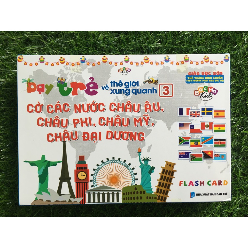 Flashcard Dạy trẻ về thế giới xung quanh 3 - Cờ các nước châu Châu Âu, Châu Mỹ, Châu Phi, Châu Đại Dương