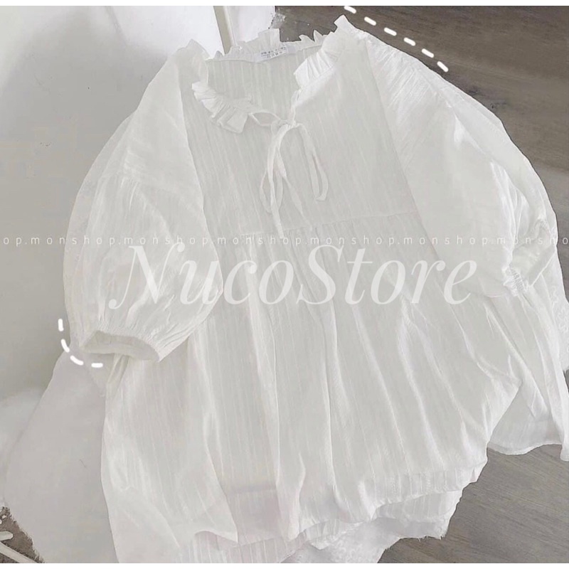 Set Áo Babydoll Trắng Kèm Chân Váy Trắng Xếp Li | BigBuy360 - bigbuy360.vn