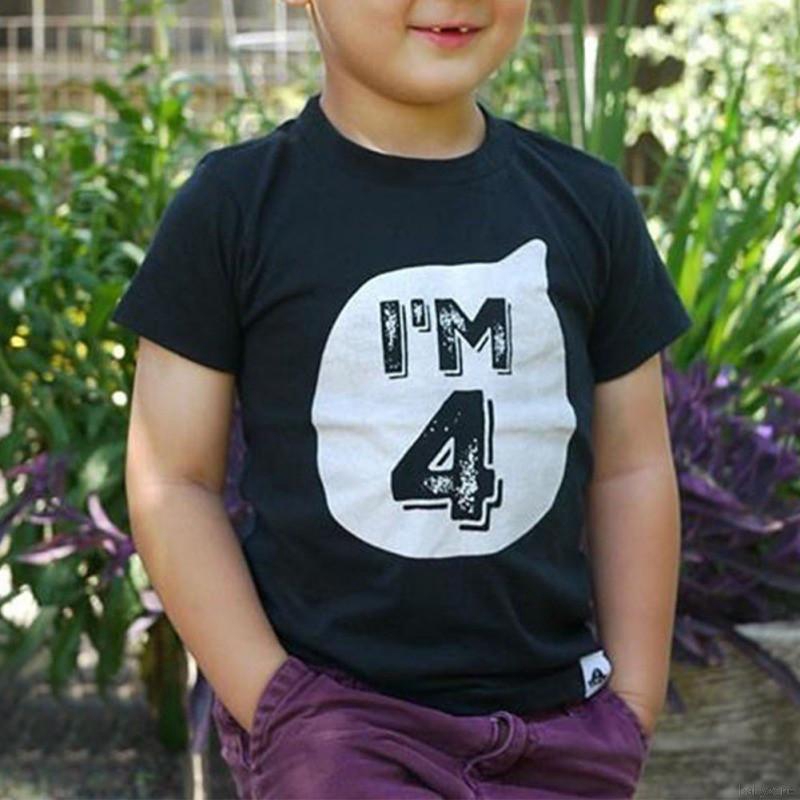 Áo thun màu trắng / đen in số cho bé