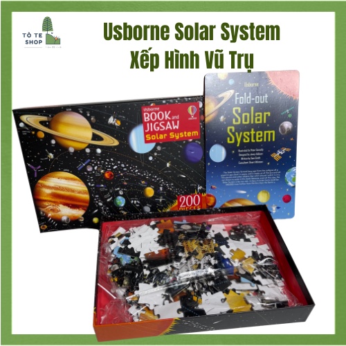 Xếp hình vũ trụ kèm sách, Usborn Book and Jigsaw Solar System , tranh ghép hình hệ mặt trời cực đẹp 200 mảnh