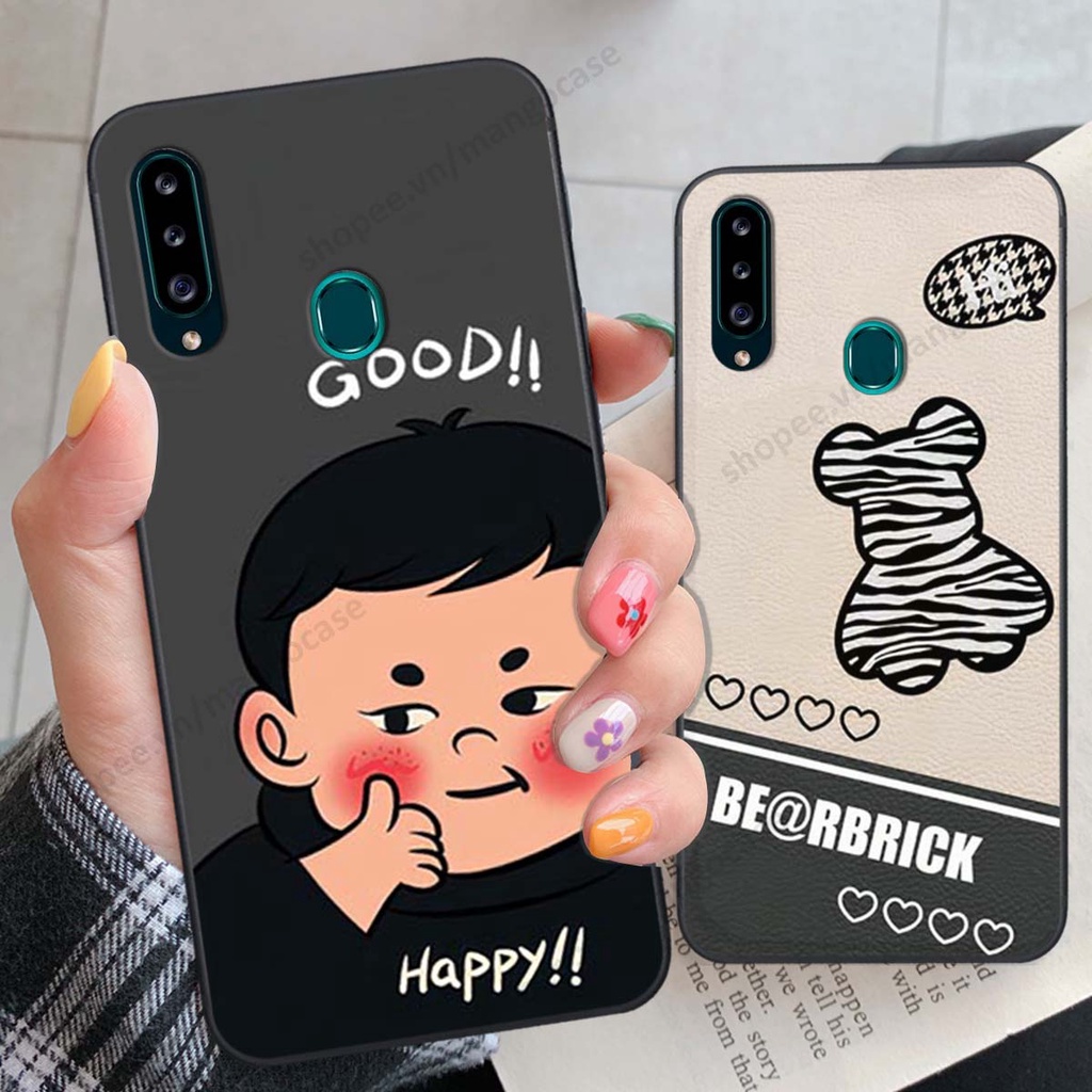 Ốp lưng Samsung A20s in hình happy nice, bé gấu đáng yêu