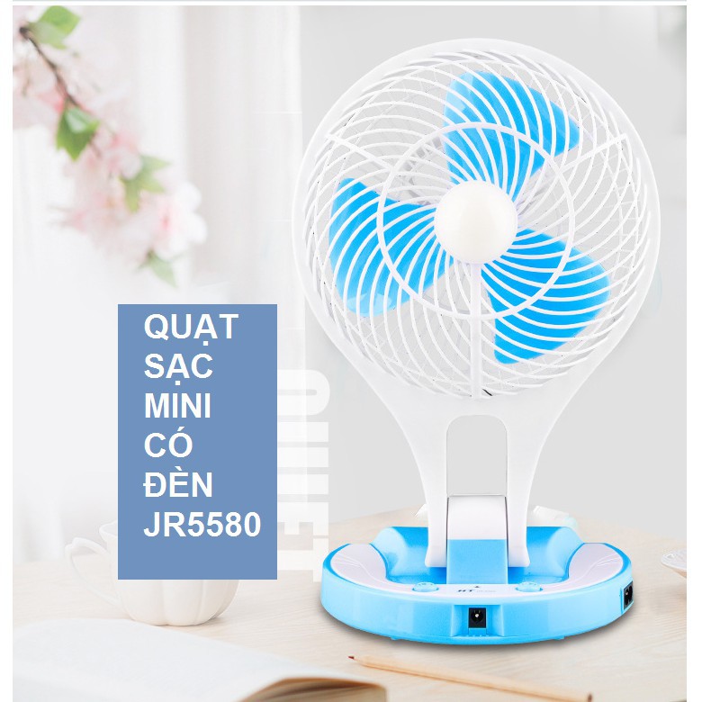 Quạt Tích Điện JR 5580 Mini Fan 2 In 1 Gấp Gọn