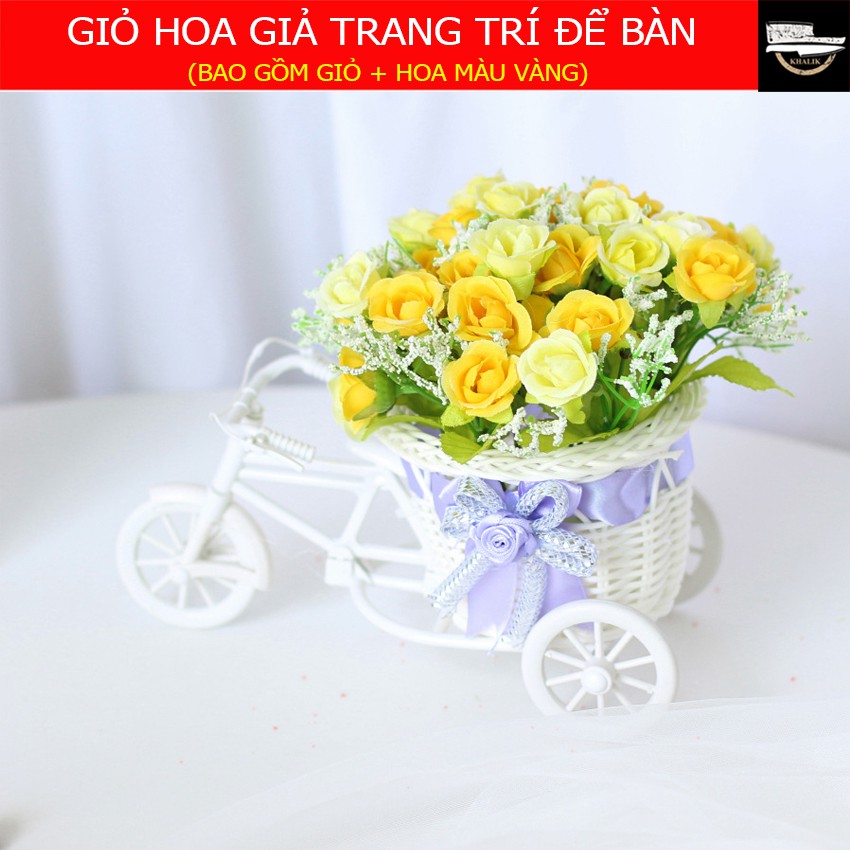 Hoa giả trang trí để bàn vải lụa, hoa bonsai hình xe - HK3221 (nhiều màu lựa chọn)