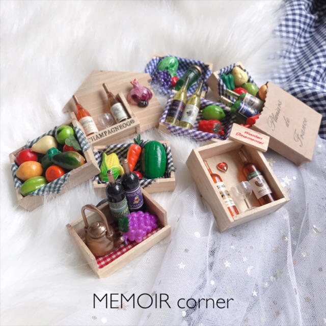 Khay hoa quả, đồ uống - Đồ chơi cho Doll - Nam châm đính tủ lạnh - Dollhouse