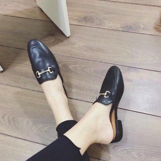 Giày sục nữ da mềm mũi vuông