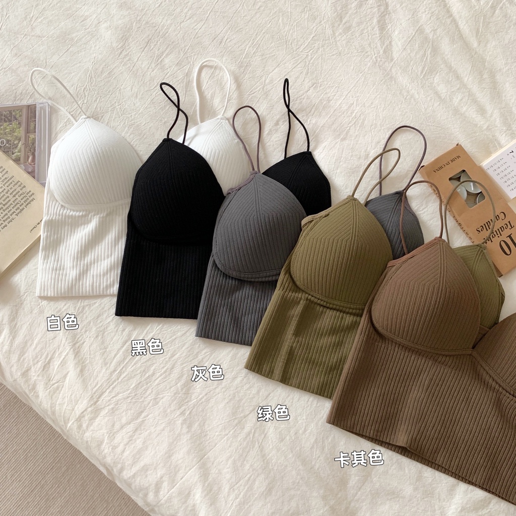 Áo Ngực Hai Dây Dệt Kim Dáng Ôm Dễ Phối Đồ Thời Trang Mới