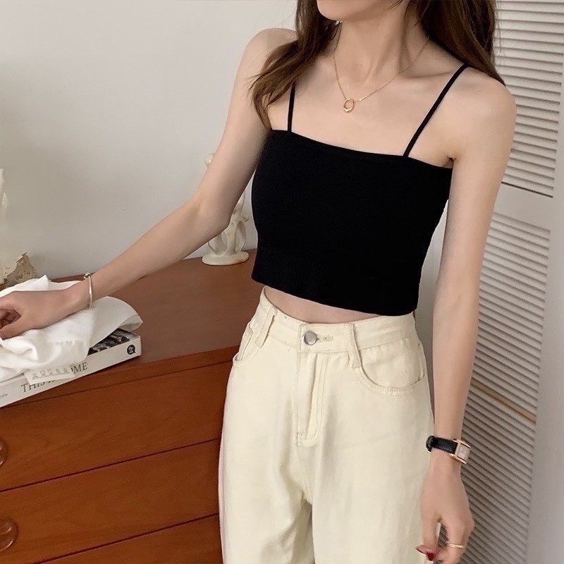 Áo bra cotton tăm gam màu pastel quyến rũ - Áo 2 dây croptop tập gym, yoga