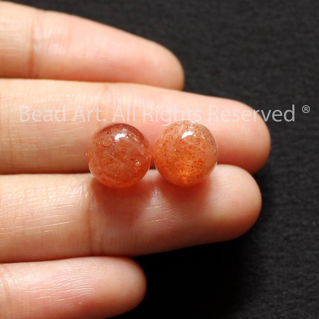 9MM Đá Sunstone (Mặt Trời) Loại A Màu Cam, Đá Phong Thuỷ, Chuỗi Hạt, Mệnh Hoả, Thổ S50 - Bead Art