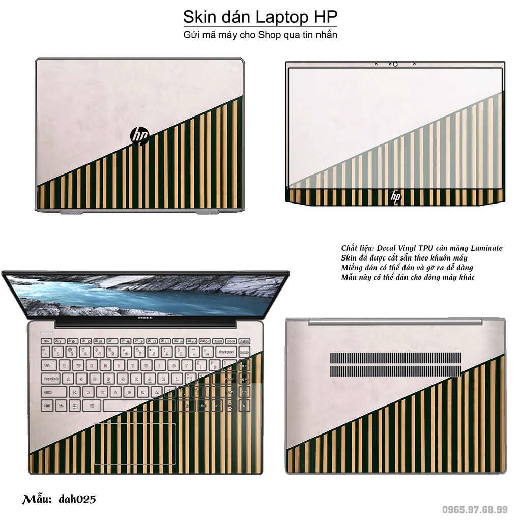 Skin dán Laptop HP in hình đá phối gỗ - dah025 (inbox mã máy cho Shop)