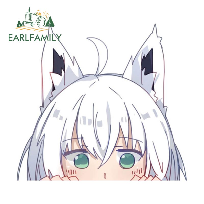 Earlfamily Hình Dán anime fubuki hololive 13cm Sáng Tạo Chống Trầy Trang Trí Xe Lướt Sóng