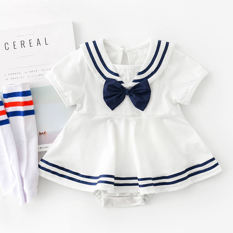 New Arrival Kids Girls Navy Style Romper