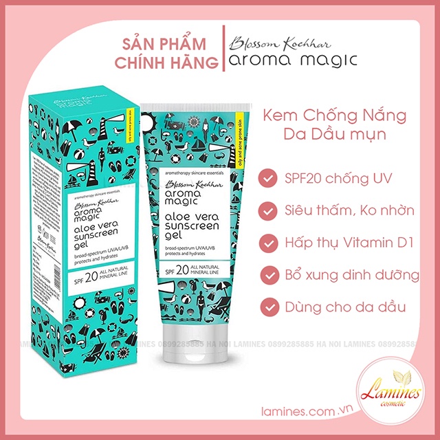 Kem Chống Nắng Aromamagic Cho Da Dầu Mụn SPF20 | Aroma Magic Aloe Vera Sunscreen 50ml For Oil Skin