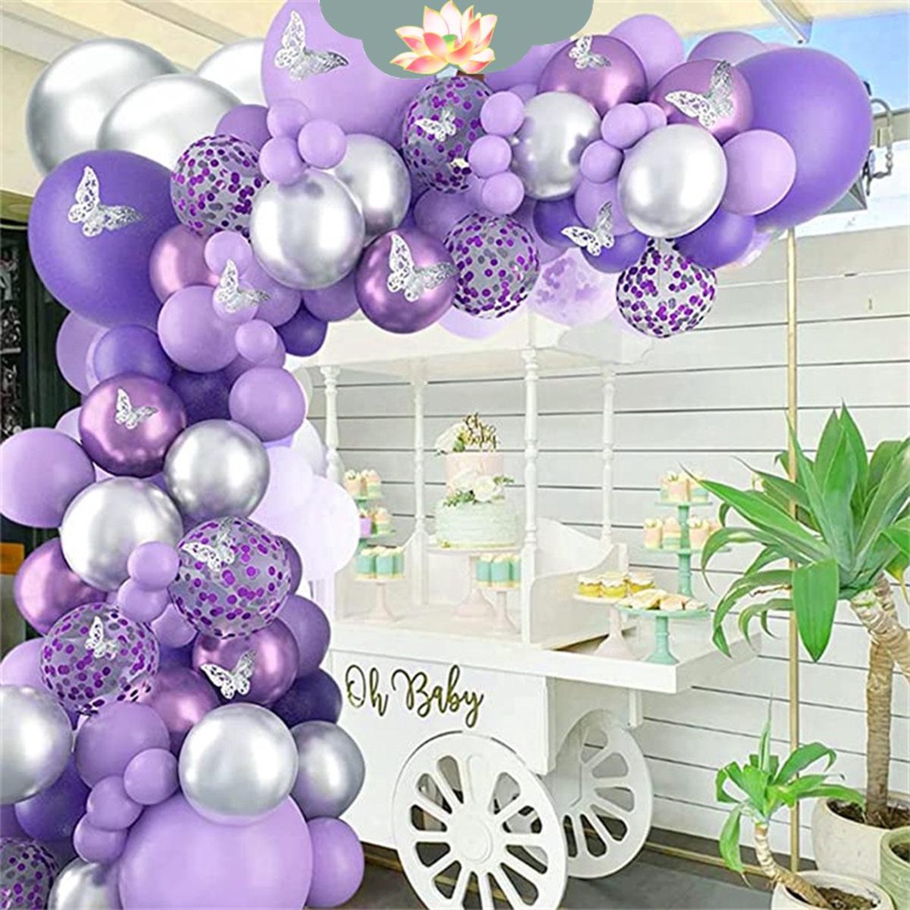 Set 109 Bong Bóng Hình Bướm Màu Tím Có Thể Tái Sử Dụng Dùng Trang Trí Tiệc Sinh Nhật Tkc3356