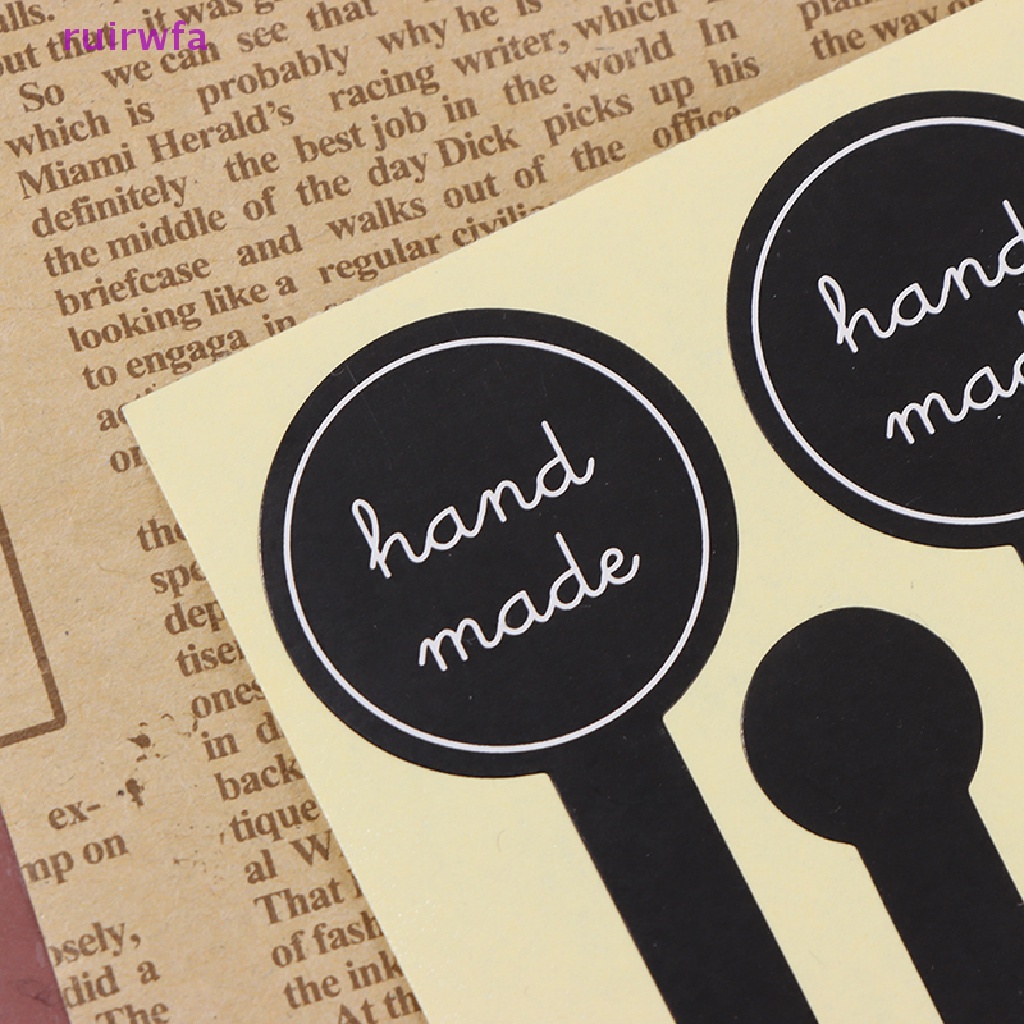 Set 100 Nhãn Dán Giấy Kraft Dáng Dài Trang Trí Túi Bánh Thủ Công Mới