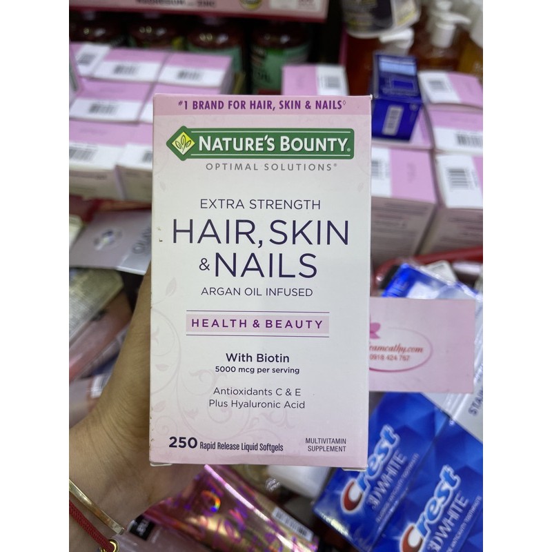hair skin nails Nature's Bounty – Viên Uống Đẹp Da, Tóc, Móng 250 Viên