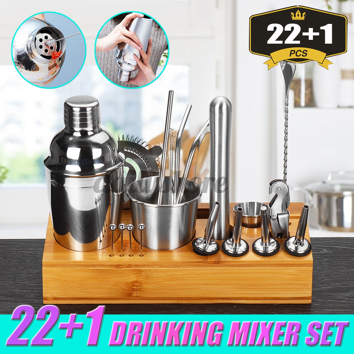 22+1 Cocktail Shaker Bar Set Mixer Making Kit Bartender Stainless Steel Set ! | BigBuy360 - bigbuy360.vn