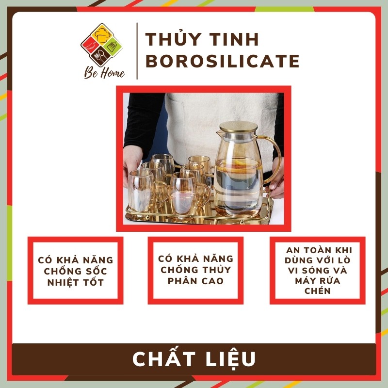 Bình Thủy Tinh Borosilicate BEHOME Bình thủy tinh pha trà Phong Cách Châu Âu Thiết kế sang Trọng Tinh Tế